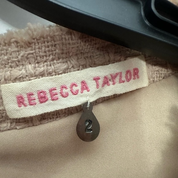 Rebecca Taylor Tweed Peplum Top Size 2 Studded Sleeveless Blush Pink - Picture 4 of 6